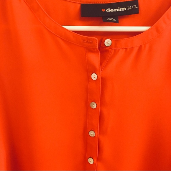 Poppin Red Long Sleeve Shirt Dress - Picture 2 of 3